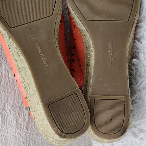 Easy Street Tangerine Faux Leather Cut Out Upper Open Toe Wedged-Heel Espadrille - Picture 9 of 16
